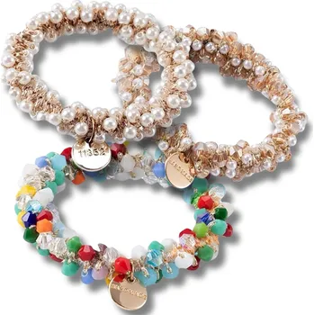 Camerazar Sada ozdobných krystalových gumiček do vlasů 3ks