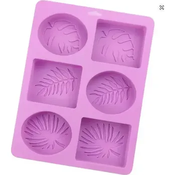 Koupelová kosmetika Silikonová forma na mýdlo - 6x Vzor listy