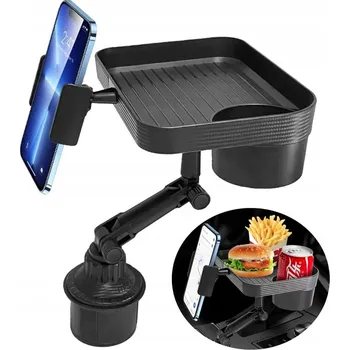 Držák do auta Camerazar Cestovní stolek do auta s podnosem na jídlo, kelímkem a držákem na telefon karbon XL