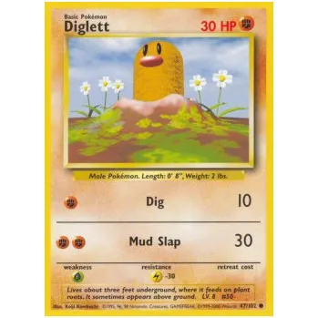 Karetní hra Pokémon BS 047/102 Diglett - Base Set Stav: Excellent
