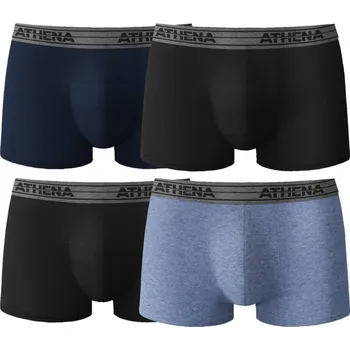 Boxerky Sada 4 boxerek Basic Coton zn. Athena černá+modrá+džínová 125/132