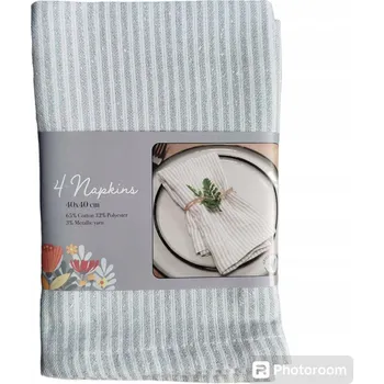 Papírový ubrousek Zestaw 4 Serwetek s Proužky o Rozměru 40 x 40 cm, JÍDELNÍ UBROUSKY, UBROUSKY NA STŮL