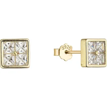 Náušnice Pozlacené náušnice čtverečky se zirkony 11748.1