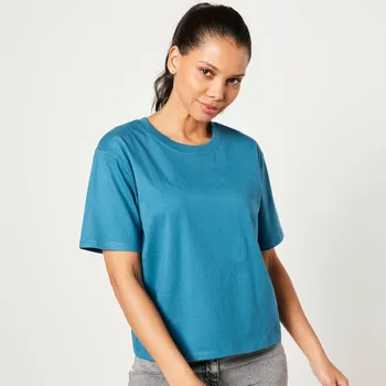 Dámské tričko Volné tričko s krátkými rukávy petrolejová 46/48