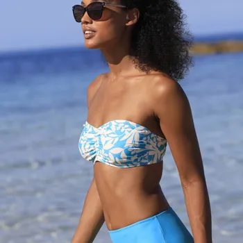 Dámské plavky Plavková pásová podprsenka s kosticemi Linao tyrkysová/režná 80