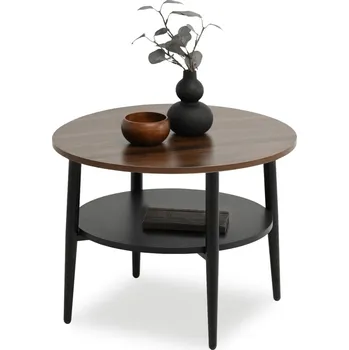 Konferenční stolek Konferenční stolek Mebel-Partner kulatý 60 x 60 x 45 cm černý, ořech