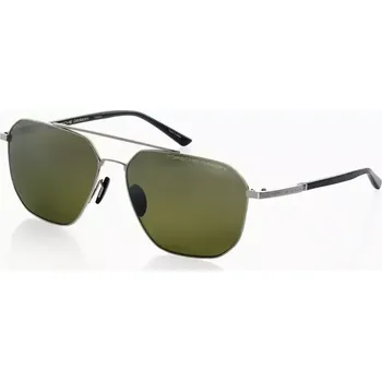 PORSCHE DESIGN Sunglasses P´8967 Sluneční brýle v kombinaci šedé a palladiové a zelenými skly s gradientem polarizované (Flexibilní a pohodlné pánské sluneční brýle s dvojitým nosníkem a inovativní flex zónou.)
