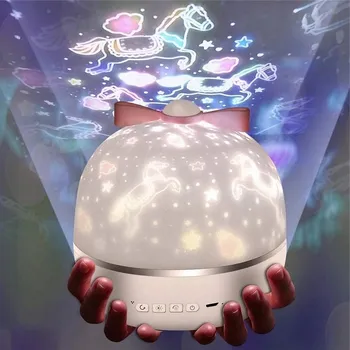 Noční světlo Projektor Noční Oblohy Obrotowy Led Noční Lampa 6 projekcí Scéna pro děti