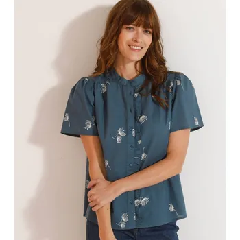 Dámská halenka Halenka s volánkem a potiskem modrošedá 50