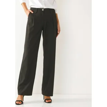 Dámské kalhoty Jednobarevné splývavé široké kalhoty černá 40