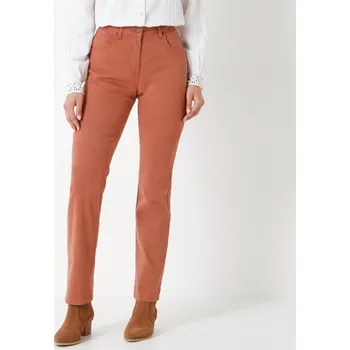 Dámské kalhoty Tvarující rovné kalhoty s 5 kapsami karamelová 44