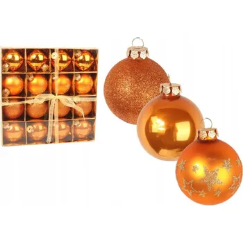 Vánoční ozdoba Sada 16 Oranžových Skleněných Vánocních Bombiček 6 cm - Ozdoby na Stromeček