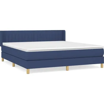 Postel Kontinentální postel modrá s matrací 160x200 cm a nastavitelným čelem