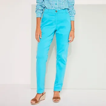 Dámské kalhoty Strečové chino kalhoty tyrkysová 48