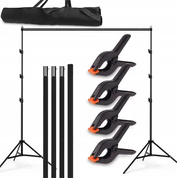 Fotoateliérová technika STATIV PRO FOTOGRAFICKÉ POZADÍ SADA POZADÍ DO STUDIA 200x200CM SVORKY + POUZDRO