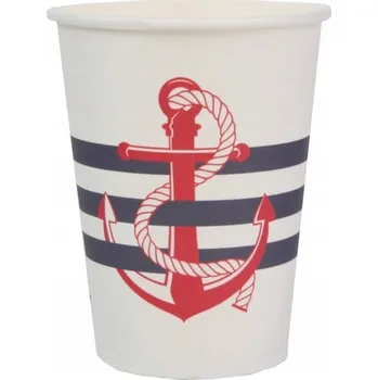 Party nádobí Papírové kelímky s námořnickými pruhy, 10 ks