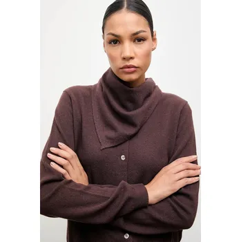 Dámský svetr Kardigan z merino vlny se šátkem Answear.LAB WA25-SWD026 hnědá 89X, vel. XS