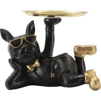 Dekorativní soška Dog Rover černo-zlatá