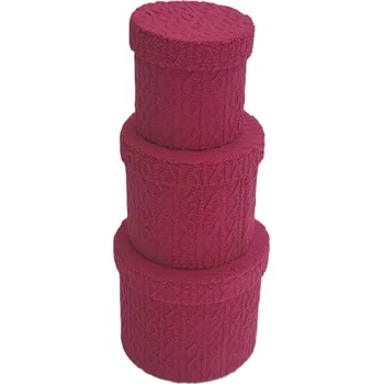 Dárkový potravinový koš Dárkový box kulatý 3 ks - červený