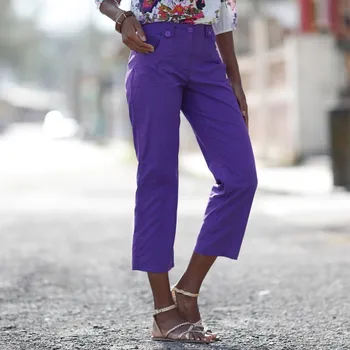 Dámské kalhoty Rovné strečové 7/8 kalhoty fialová 46