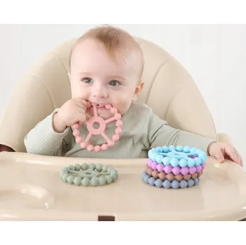 Silikonová Kousátka pro Miminka, 0-24 Měsíců, Fialová Růžová Bílá