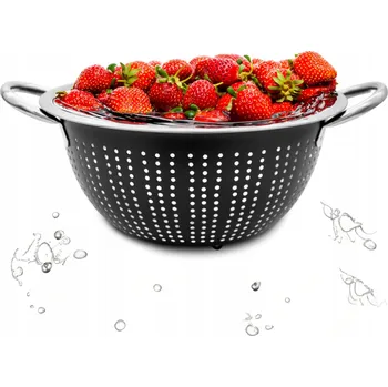 Cedník a síto Nerezové sítko / cedník s úchyty, černý matný, 24 cm