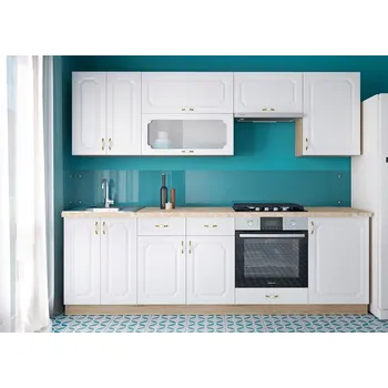 Kuchyňská linka Kuchyně BARBARA 250 cm, dub sonoma a bílá supermat