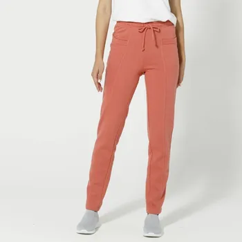 Dámské kalhoty Jednobarevné moltonové dlouhé kalhoty starorůžová 54