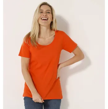 Dámská móda Jednobarevné tričko s kulatým výstřihem, bio bavlna oranžová 46/48