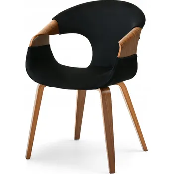 Jídelní židle DESIGNÉRSKÁ ŽIDLE DO JÍDELNY OHÝBANÉ DŘEVO VELUR PROLAMOVANÝ VZOR KŮRA OŘECH ČERNÁ