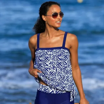 Dámské plavky Tankiny top s potiskem Zebra nám.modrá 44