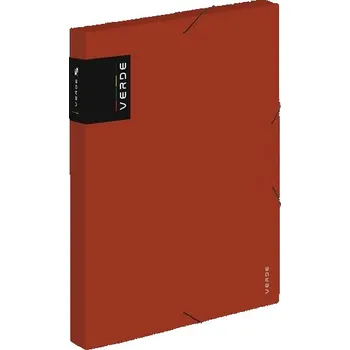 Box na spisy s gumičkou Verde - A4, cihlový, 3 cm