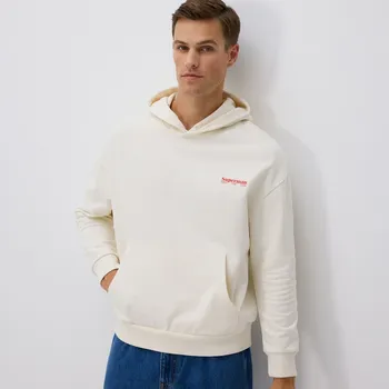 Pánská mikina Reserved - Bavlněná mikina s kapucí SUPERMAN™ - krémová - 748FW-01P - 748FW-01P-M