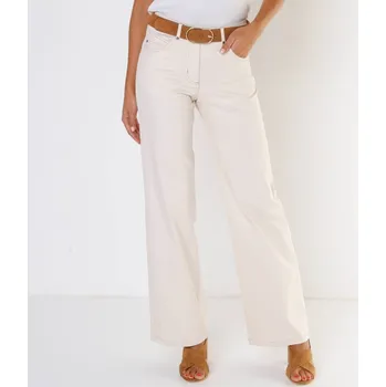 Dámské kalhoty Široké keprové kalhoty s 5 kapsami přírodní 48