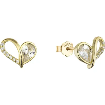 Náušnice Pozlacené náušnice srdíčka se zirkony 11751.1