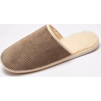 Dámská obuv Manšestrové pantofle s vlněnou podšívkou a tichým došlapem hnědošedá 42