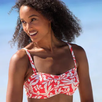 Dámské plavky Plavková pásová podprsenka s kosticemi Linao korálová/režná 80B