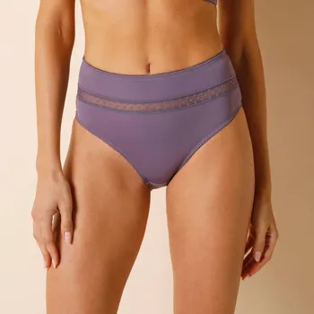 Kalhotky Sada 2 vysokých kalhotek Paia zn. Confidence Lingerie z mikrovlákna a vyšívaného tylu lila 42/44