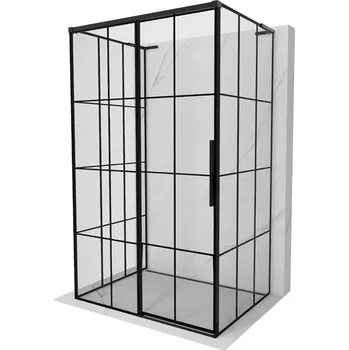 Sprchové dveře Mexen Rox-3S L 3stěnný posuvný sprchový kout levý 125 x 90 cm, černý rošt, černá - 8C2L-125-090-70-77-3S-L