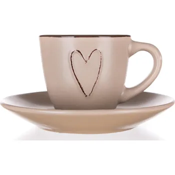 šálek + podšálek 80ml HEART BÉŽ keramický