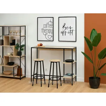 Barová židle Barový stůl se židlemi RONAL - dub sonoma / černý