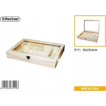 Úložný box Dřevěná Truhla s Proskleným Víkem Přírodní