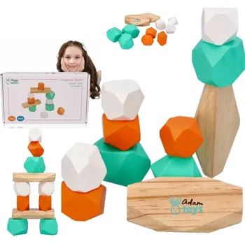 Dřevěná hračka WIEŻA Z DREWNIANYCH BALANSUJĄCYCH KAMYCZKÓW DŘEVĚNÁ HRAČKA MONTESSORI