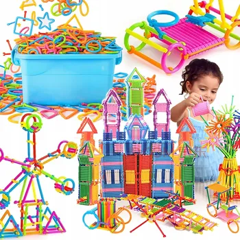 ostatní stavebnice STAVEBNÍ STAVEBNICE TRUBIČKY XXL SADA 1200 DÍLŮ PRO DĚTI KREATIVNÍ TYČINKY