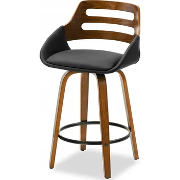 Barová židle Barová Židle Mebel-Partner černý, ořech 90 cm, umělá kůže