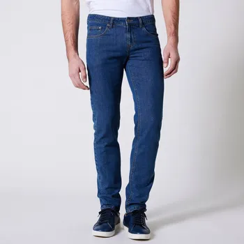 Džíny pro plnější postavu, s tvarovaným pasem a 5 kapsami pro nižší postavu modrá 56