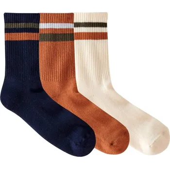 Pánské ponožky Sada 3 párů žebrovaných ponožek s proužky oříšková 43-46