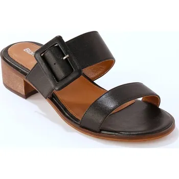 Dámské pantofle Kožené pantofle na podpatku černá 38