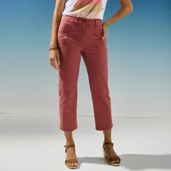 Rovné strečové 7/8 kalhoty terakota 36