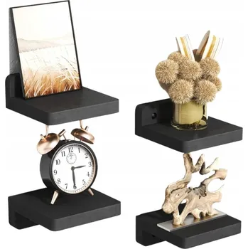 police 4x ČERNÉ ZÁVĚSNÉ POLICE NA ZEĎ PLOVOUCÍ DIKOM NA KVĚTINY KNIHY